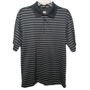 VTG Nike Dri Fit Tiger Woods Mens Medium Polo Shirt Black White Stripe Hong Kong